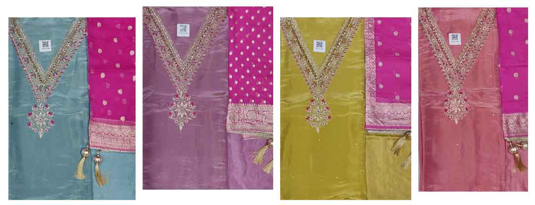 DIVINE MESSENGER | Divine Fab Latest Ladies Suits | pure tissue shimmer silk handwork Dupatta