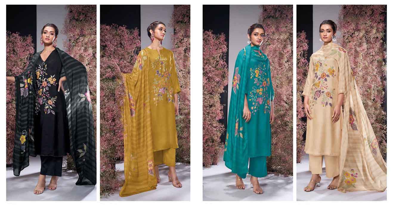 DIVINE MESSENGER | Divine Fab Latest Ladies Suits | BEMBERG SILK PRINTED WITH HAND EMBROIDERY AND COTTON LACE