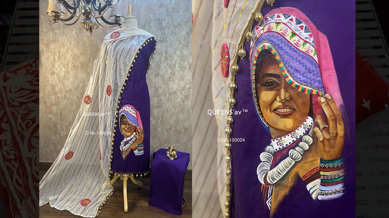 QUEENS'av Top Suits | Pure Mul Cotton Shirt | Full Size | Beautifully Hand Painted | Hand Work