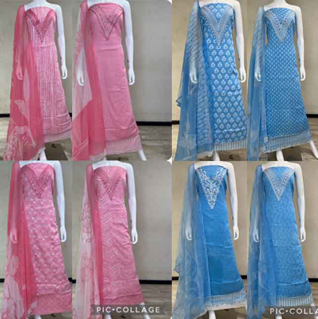 Bottom pure cotton printed pure cotton satin embroidered SUIT