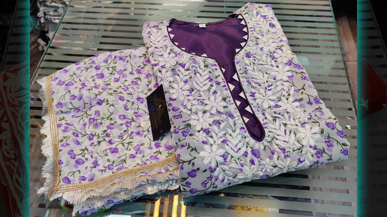 7 Seas Latest Suits | Georgette With Beautiful Digital Printing All Over 4 Sided Fancy Border Lace