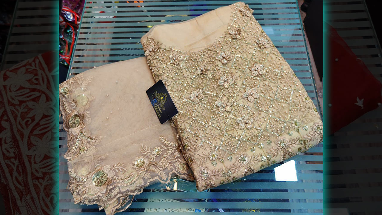 7 Seas Latest Gown | Super Net With Beautiful & Heavy Embroidery, Sequins & Mottis Work All Over