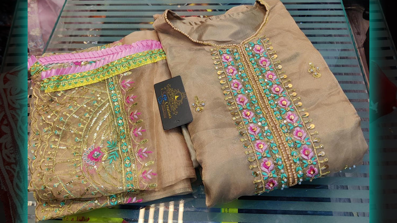 7Seas Suits | Stitched Absolutely Multi-Colored Embroidery, Sequins & Mottis Work All Over