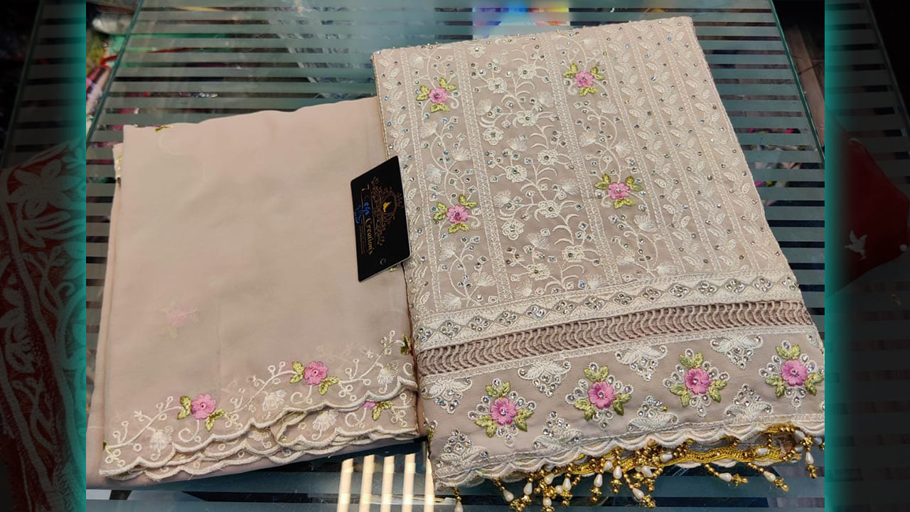 7Seas Creation's Latest Suits | Georgette With Beautiful Multi-Colored Embroidery Work All Over