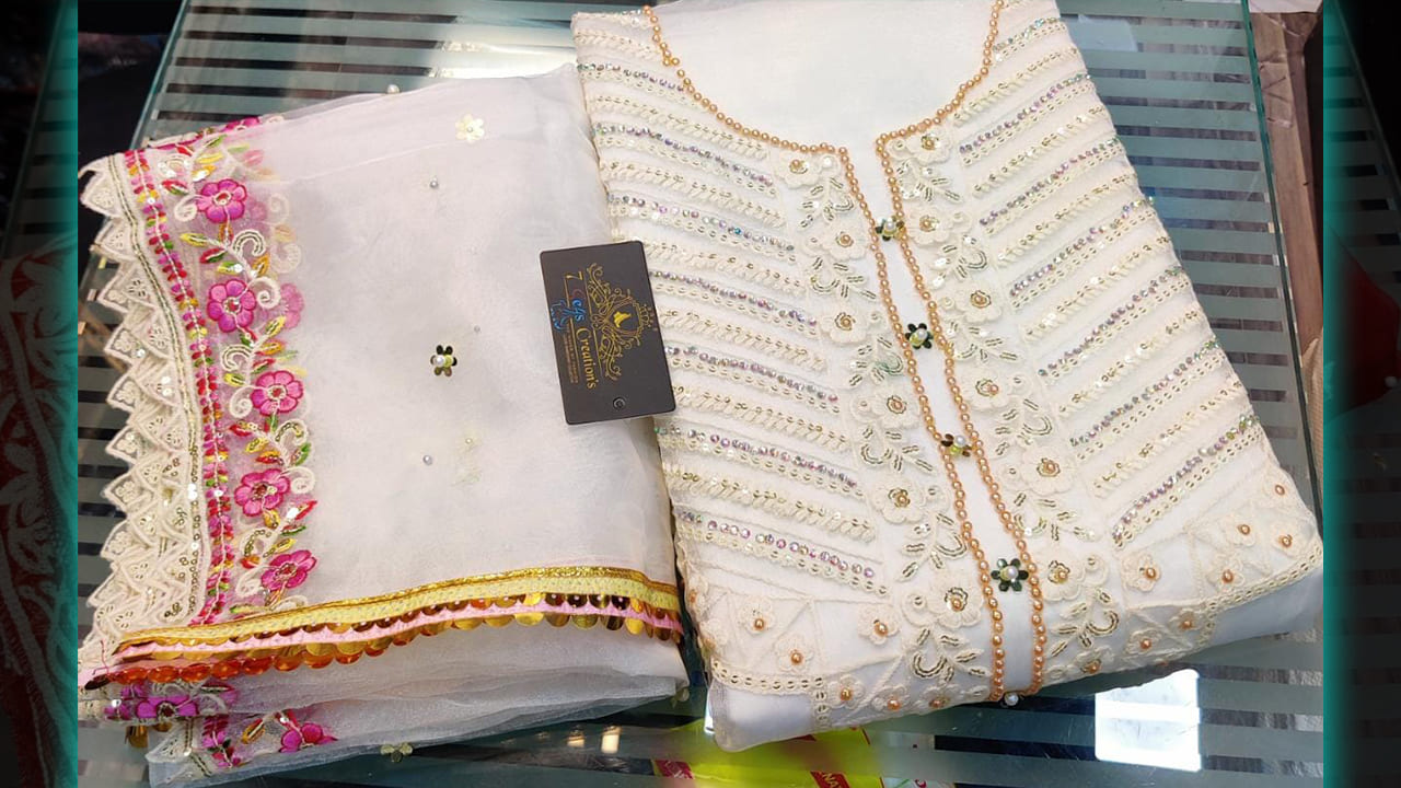 7Seas Creation's Suits | Organza Absolutely Gorgeous Multi-Colored Embroidery, Sequins Work All Over