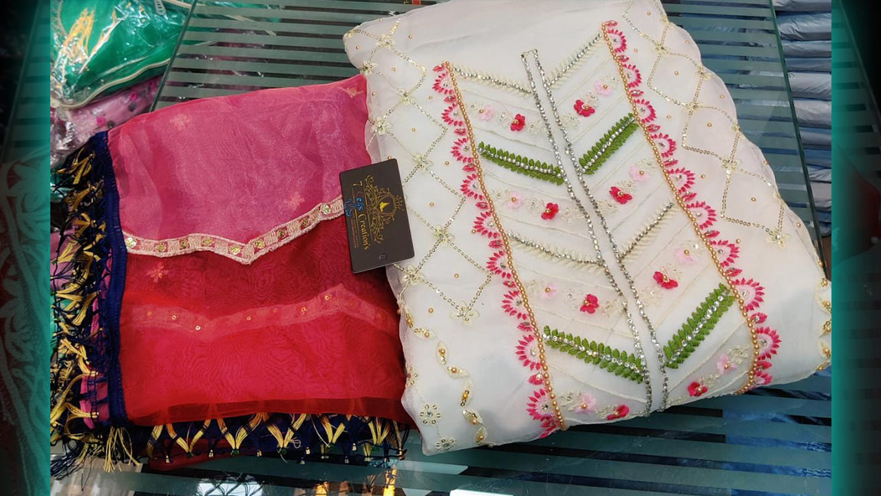 7Seas Creation's Top Suits | Organza Beautiful Multi-Colored Embroidery & Heavy Sequins Work All Over