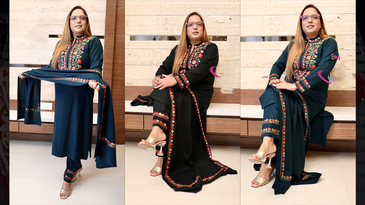 Divine Fab Latest Suits | Beautiful Three Piece Woolen Suit Set With Kashmiri Embroidered