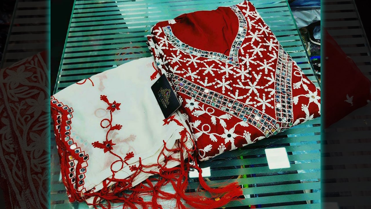 7 Seas Latest Suits | Chinnon Silk Beautiful & Heavy Embroidery Original Mirror Work All Over