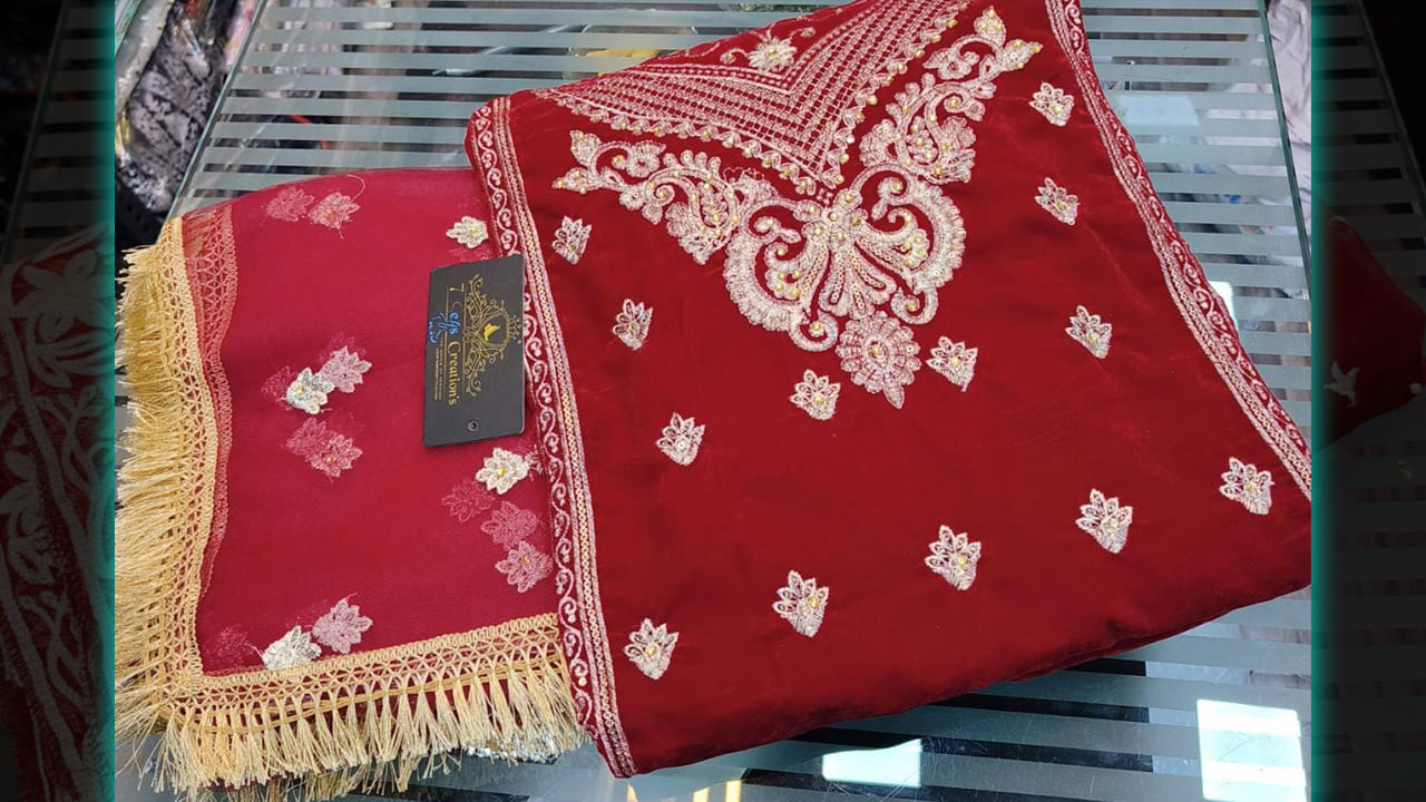 7 Seas Latest Suits | Pure 9000 Micro Velvet Beautiful Embroidery & Sequins Work All Over