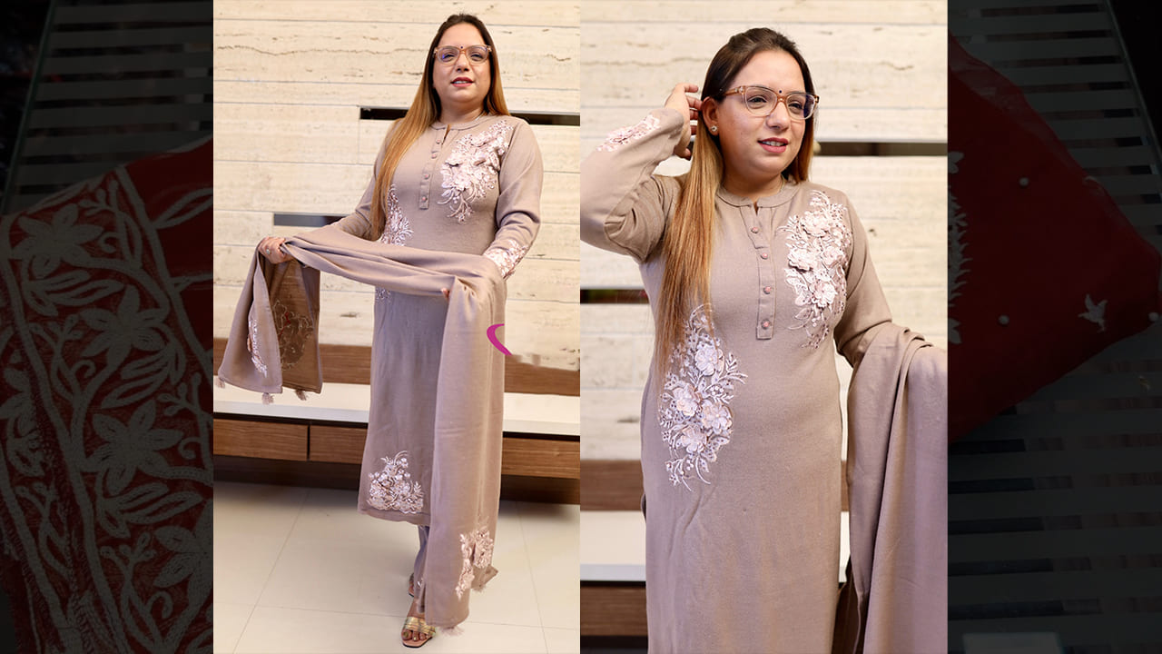 Divine Fab Latest Suits | Beautiful Stitched Woolen Kurti With Patch Work