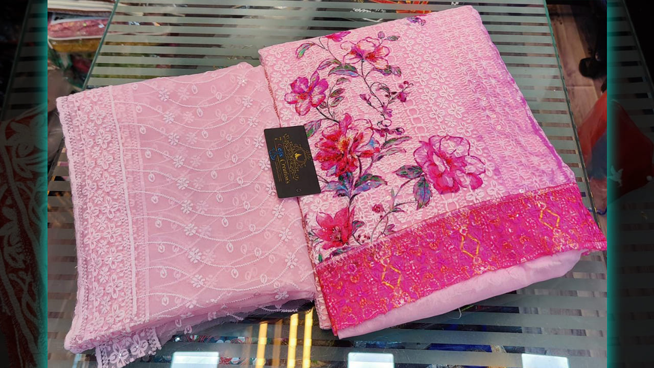 7 Seas Latest Ladies Suits | Georgette With So Beautiful Digital Printing Chikankari Embroidery