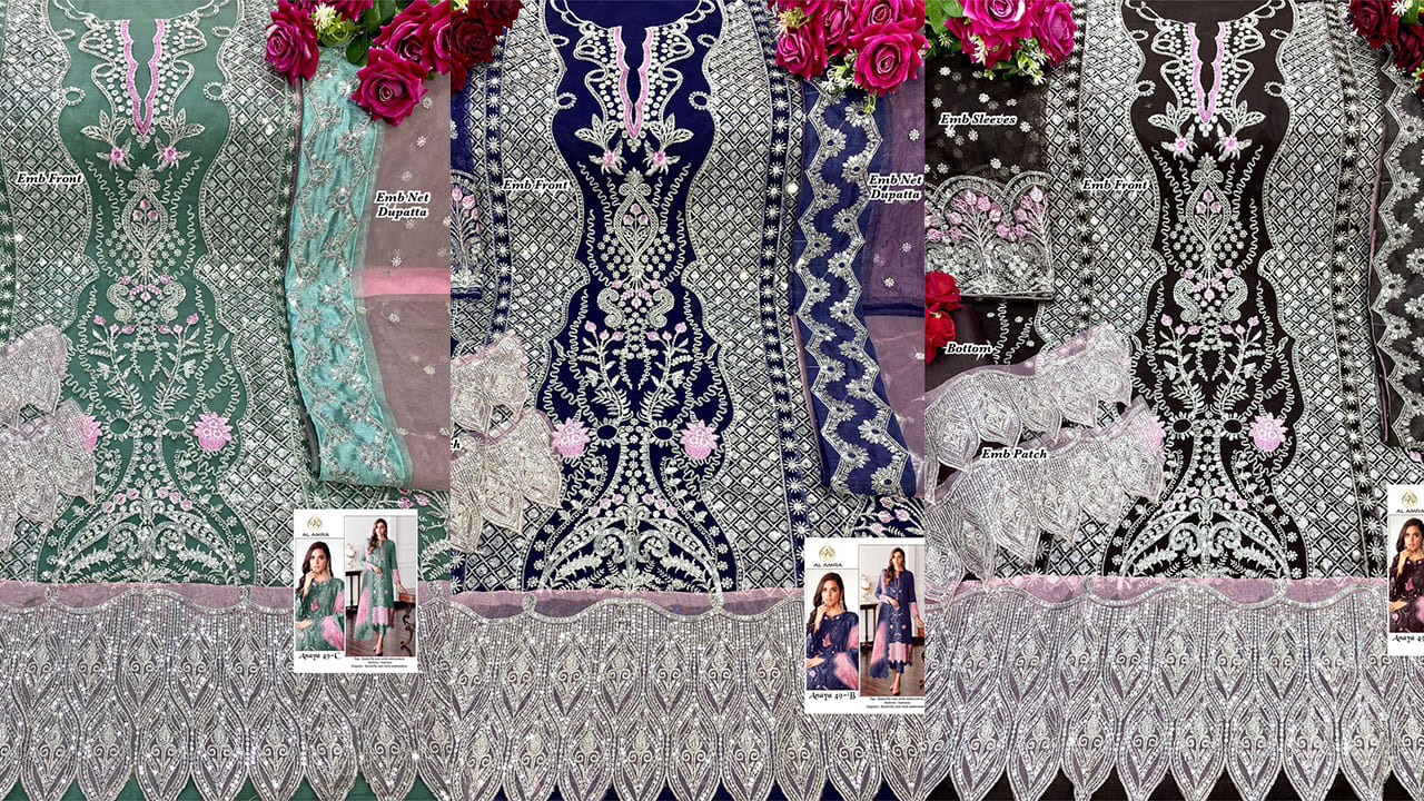 Divine Fab Latest Suits | Butterfly Net With Heavy Embroidery & Sequnce Work With Daman Patch