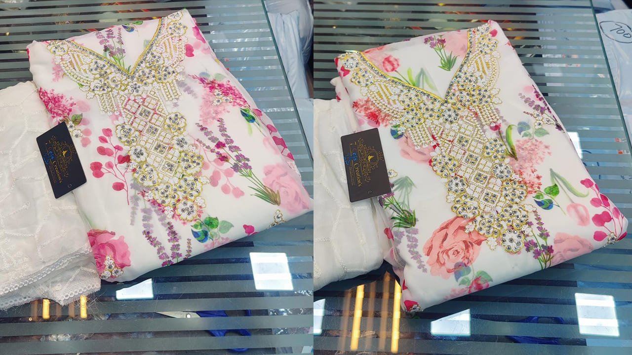 7 Seas Creation's Suits | Georgette With Beautiful Embroidery Work & Digital Printing All Over