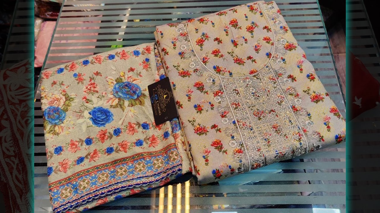7 Seas Latest Suits | Pashmina Beautiful Embroidery Work On Neck & Digital Printing