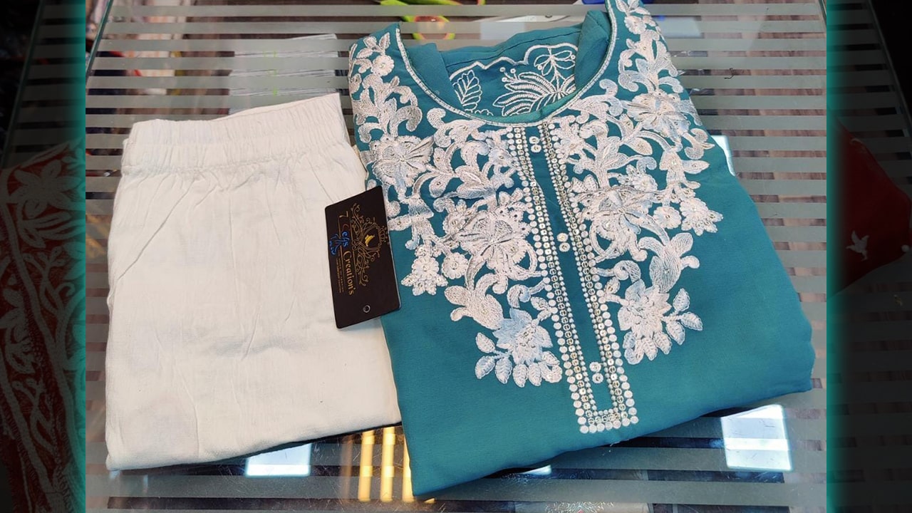 7 Seas Latest Ladies Suits | Stitched Georgette With Beautiful Embroidery & Sequins Work All Over