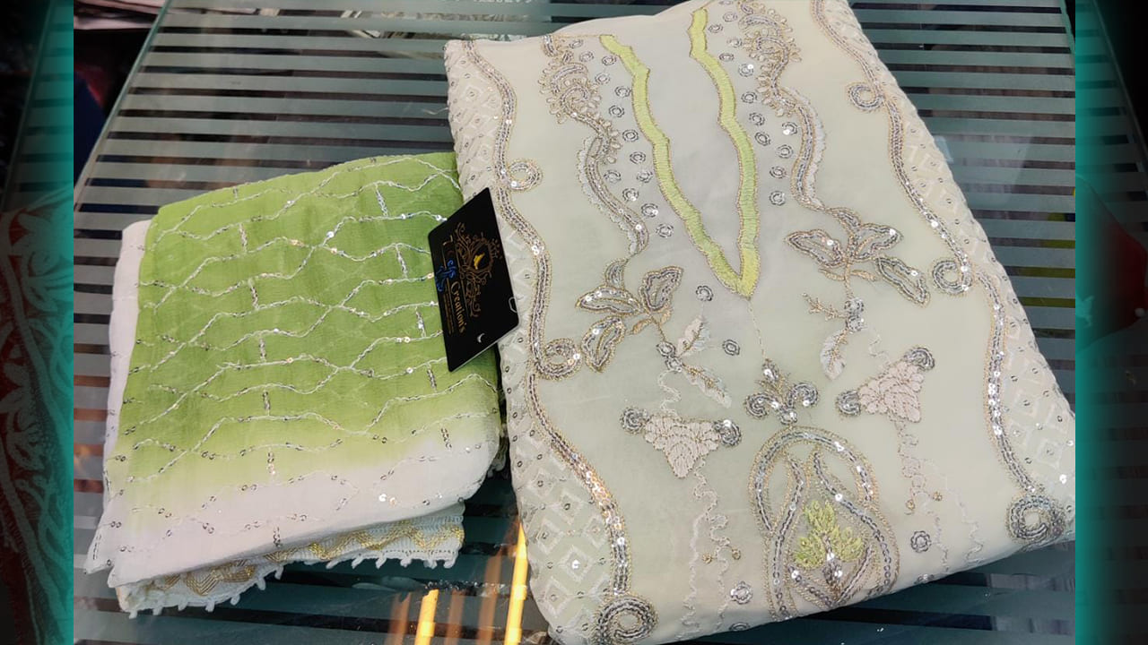 7 Seas Creation's Suits | Georgette Beautiful Embroidery & Heavy Sequins Work All Over