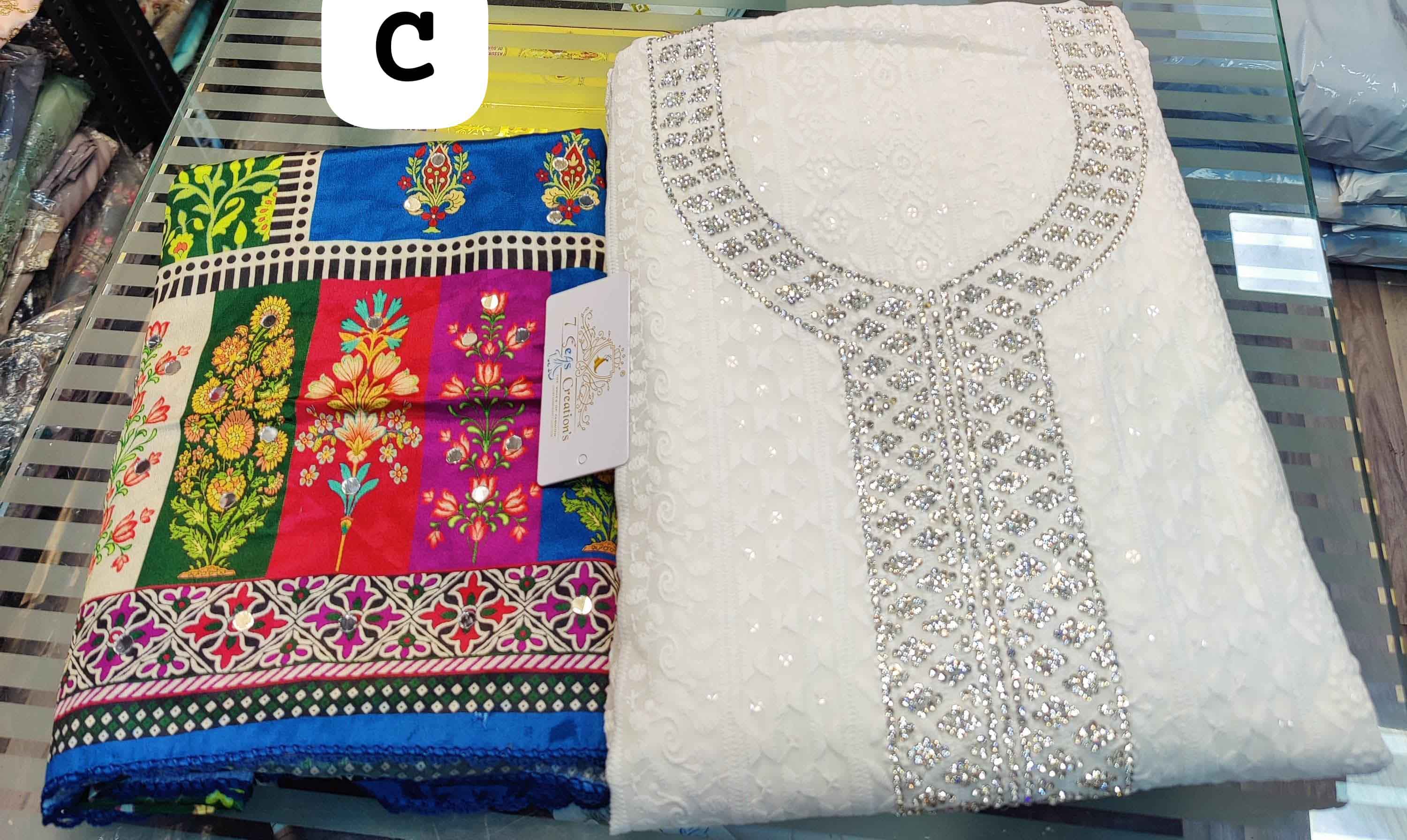 DIVINE MESSENGER | Blue-3 Divine Fab Latest Ladies Suits | beautiful digital printing & original mirror work