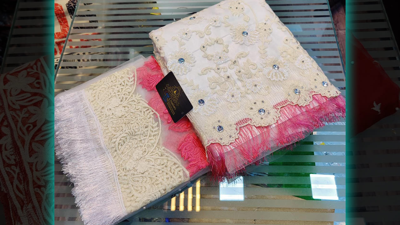 7 Seas Latest Suits | Super Net Beautiful & Heavy Embroidery, Sequin & Diamond Work All Over