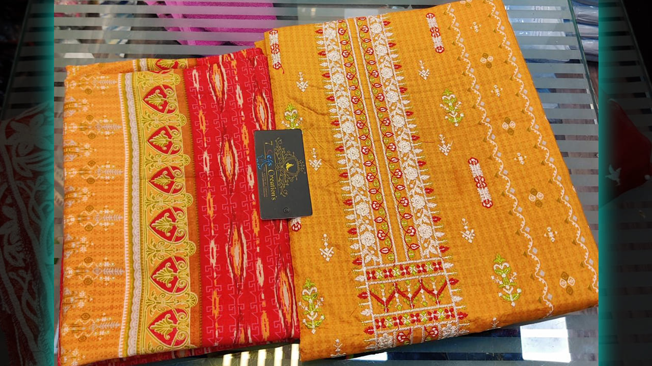 7Seas Creation's Suits | Pure Cotton With Beautiful Digital Printing, Embroidery & Sequins Work All Over