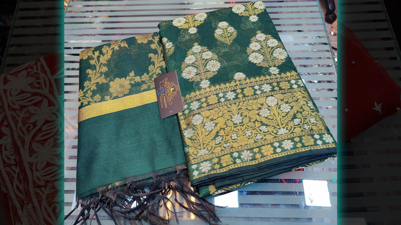 7 Seas Creation's Suits | Pure Banarsi Silk With Dual Tone Shade & Both Sided Fancy Border Lace