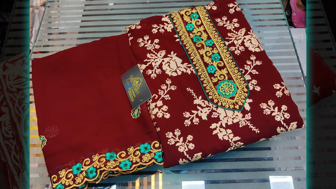7 Seas Latest Suits | Georgette With Beautiful & Heavy Embroidery Cross Stitch Sequins Work