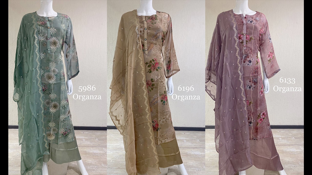 Divine Fab Latest Ladies Suits | Pure Organza Digital Print Sequence Pure Organza Sequence Work