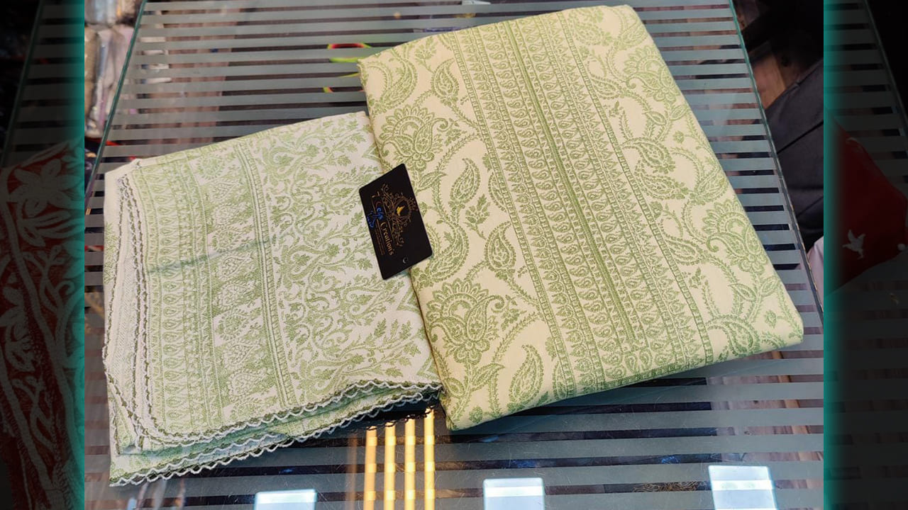 7 Seas Latest Pashmina | Pashmina With Beautiful Printing All Over | Green Colour