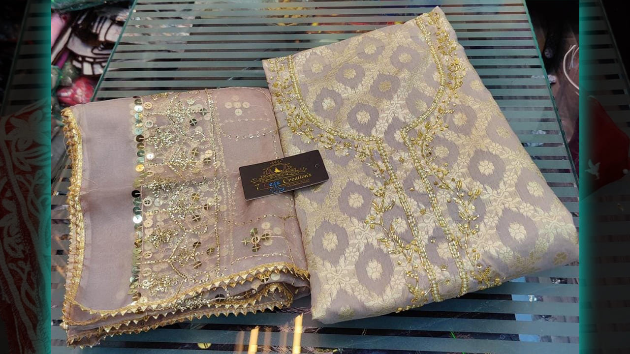 7Seas Creation's Latest Suits | Organza Beautiful Embroidery & Heavy Sequins Work All Over #shorts