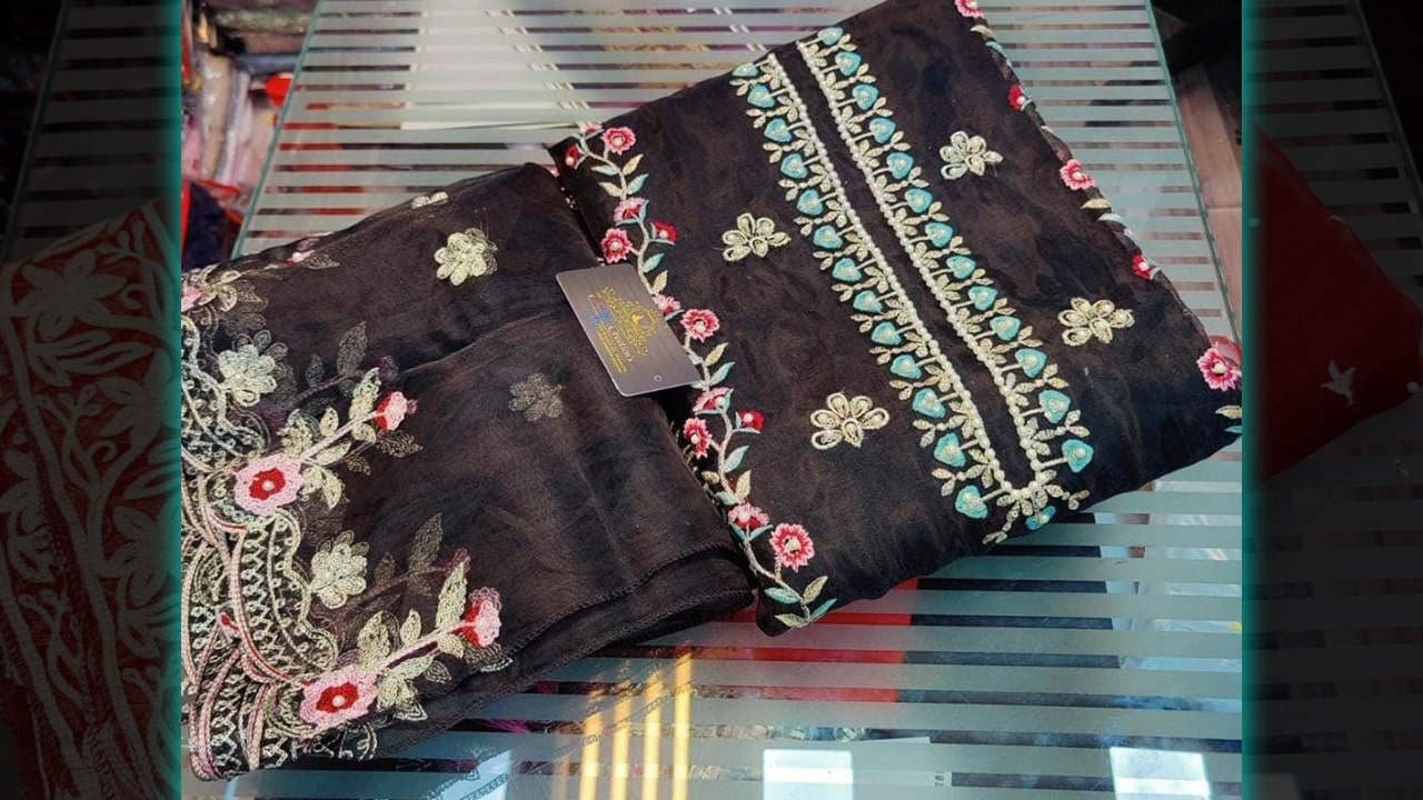 7 Seas Latest Suits | Organza Beautiful Multi-Colored Embroidery & Sequins Work All Over