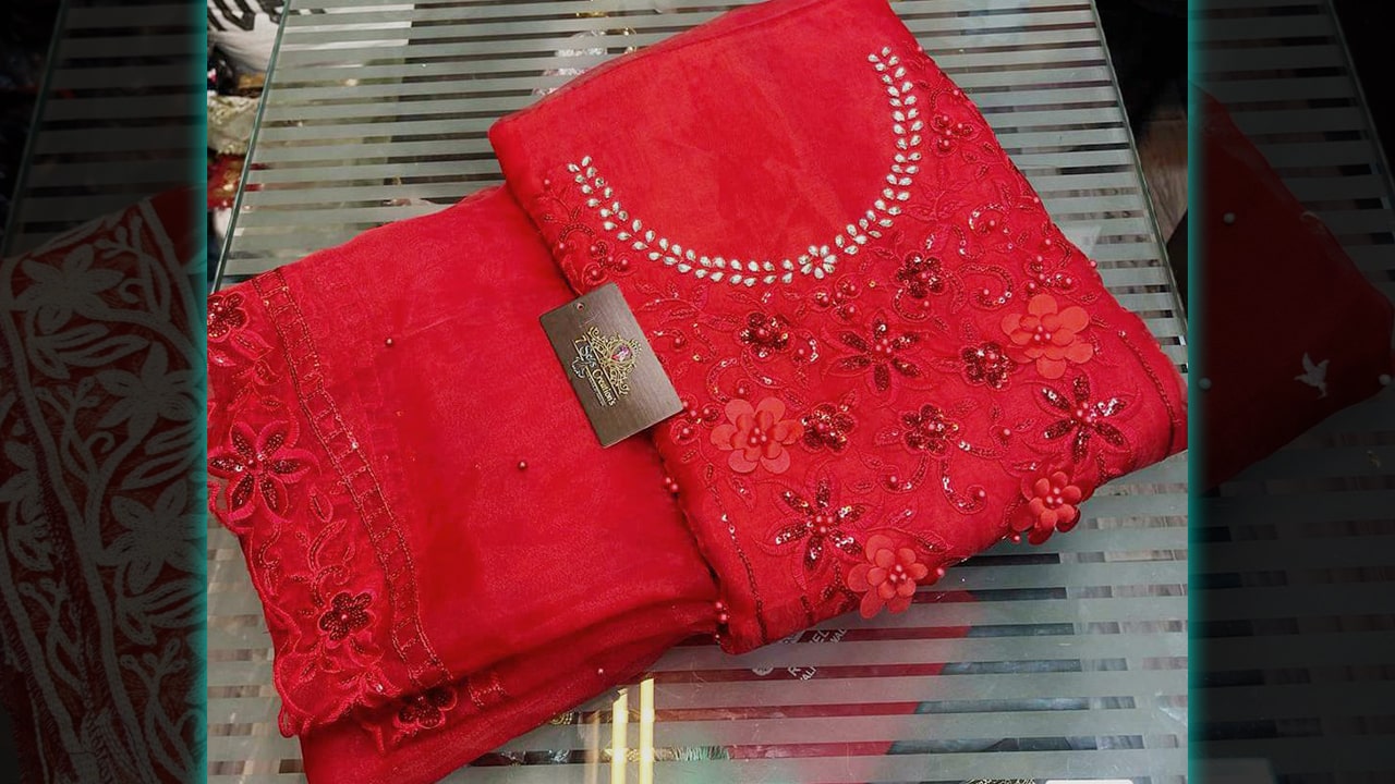 Divine Fab Latest Suits | Organza Heavy Embroidery, Sequins With Mottis Work All Over