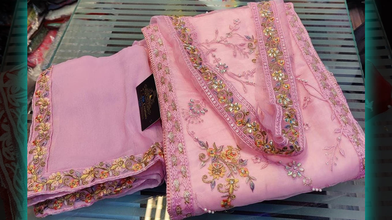 7Seas Creation's Latest Suits | Organza Gorgeous Embroidery, Sequins, Diamond & Mottis Work All Over