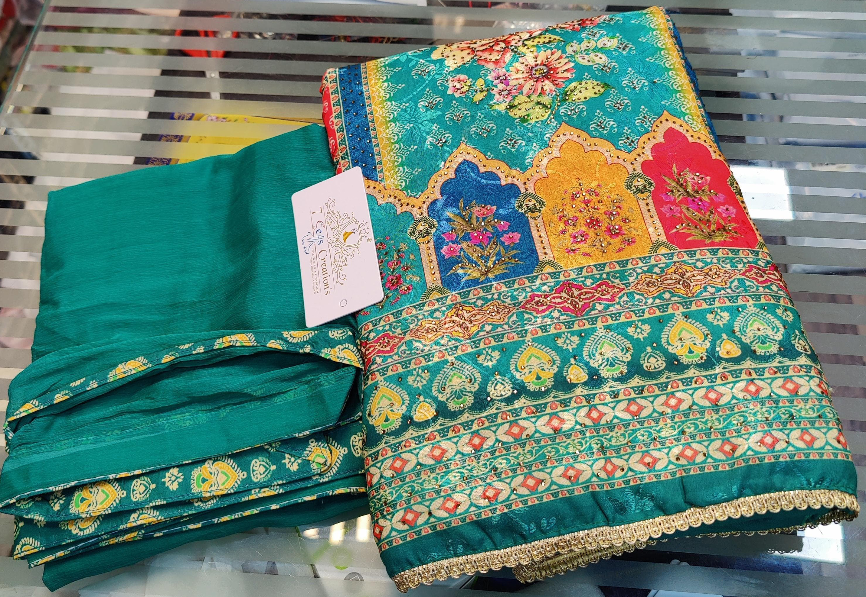 DIVINE MESSENGER |  Blue Divine Fab Latest Ladies Suits | Muslin jacquard with beautiful digital printing & diamond