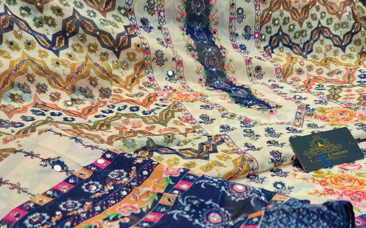 beautiful digital printing Soft organza enhance