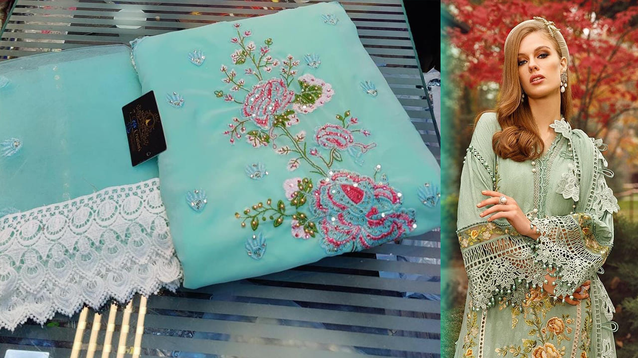 Georgette With Beautiful Multi-Colored Embroidery, Sequins, Mottis & Original Mirror Work All Over