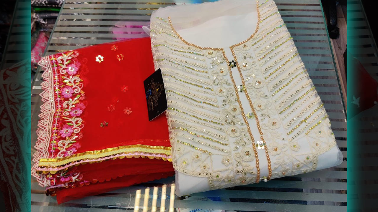 7Seas Creation's Latest Suits | Organza Absolutely Gorgeous Multi-Colored Embroidery & Sequins Work