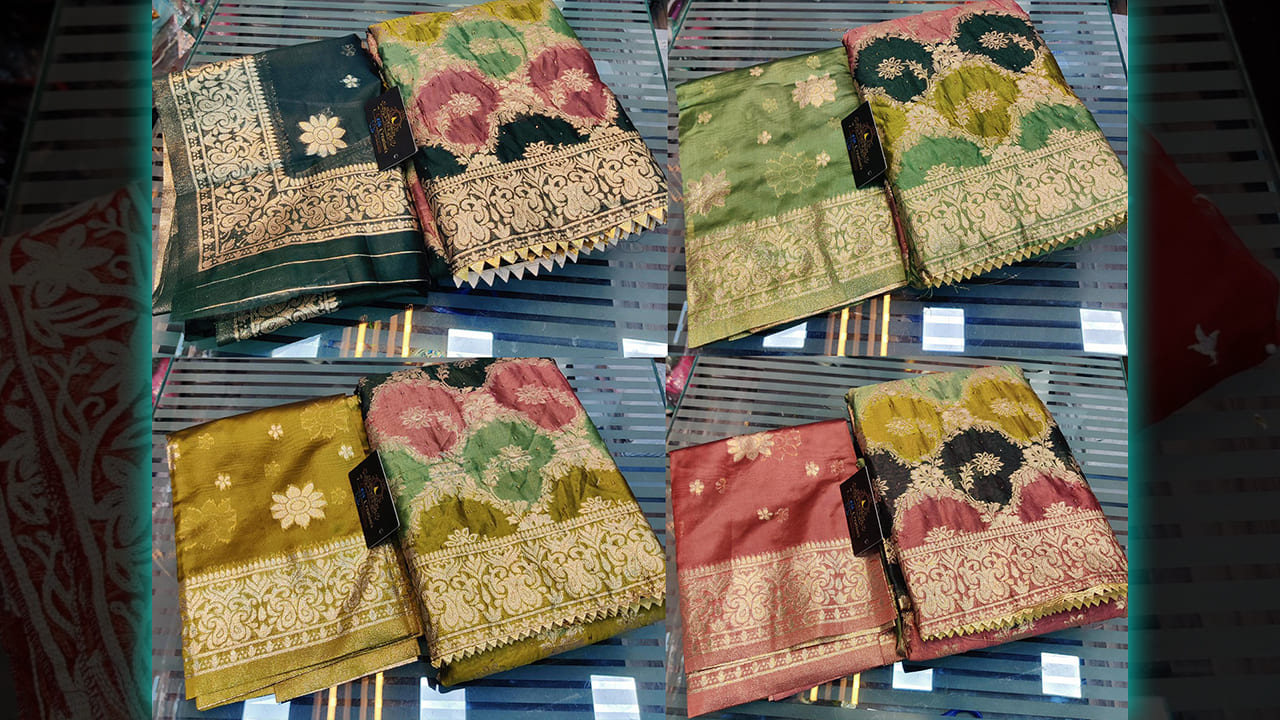 7 Seas Creation's Latest Suits | Organza Beautiful Multi-Colored Print & Weaving All Over