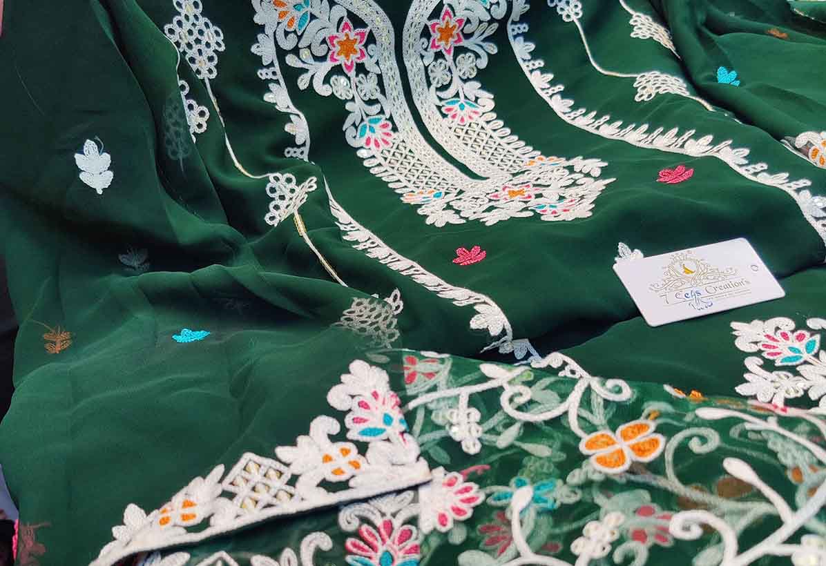 DIVINE MESSENGER |  Latest Ladies Suits | Georgette Super net with heavy Multi-colored embroidery 01