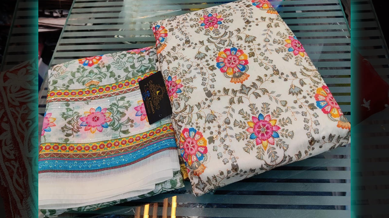 7 Seas Creation's Suits | Modal Silk Beautiful Digital Printing & Heavy Sequins Work All Over
