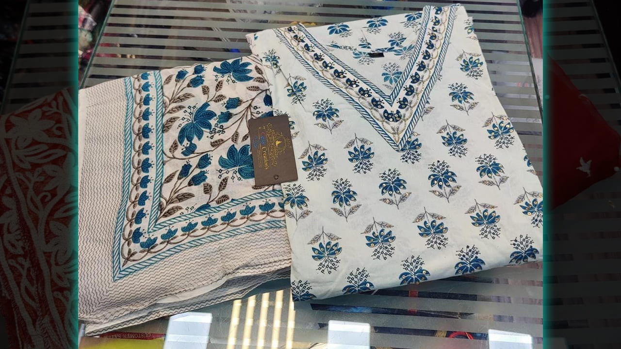 7Seas Creation's Suits | Stitched Pure Soft Cotton With Beautiful Khatli & Sequins Work On Neck