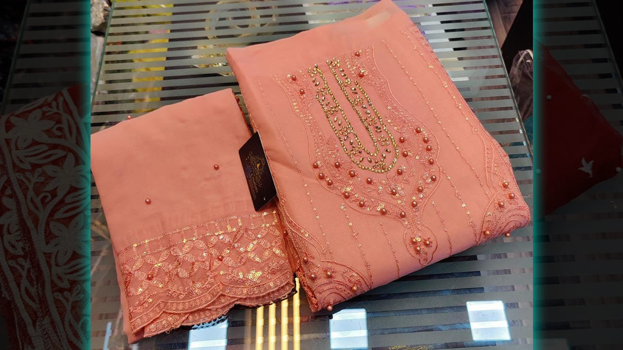 7 Seas Latest Suits | Georgette & Heavy Embroidery, Rainbow Sequin & Mottis Work All Over
