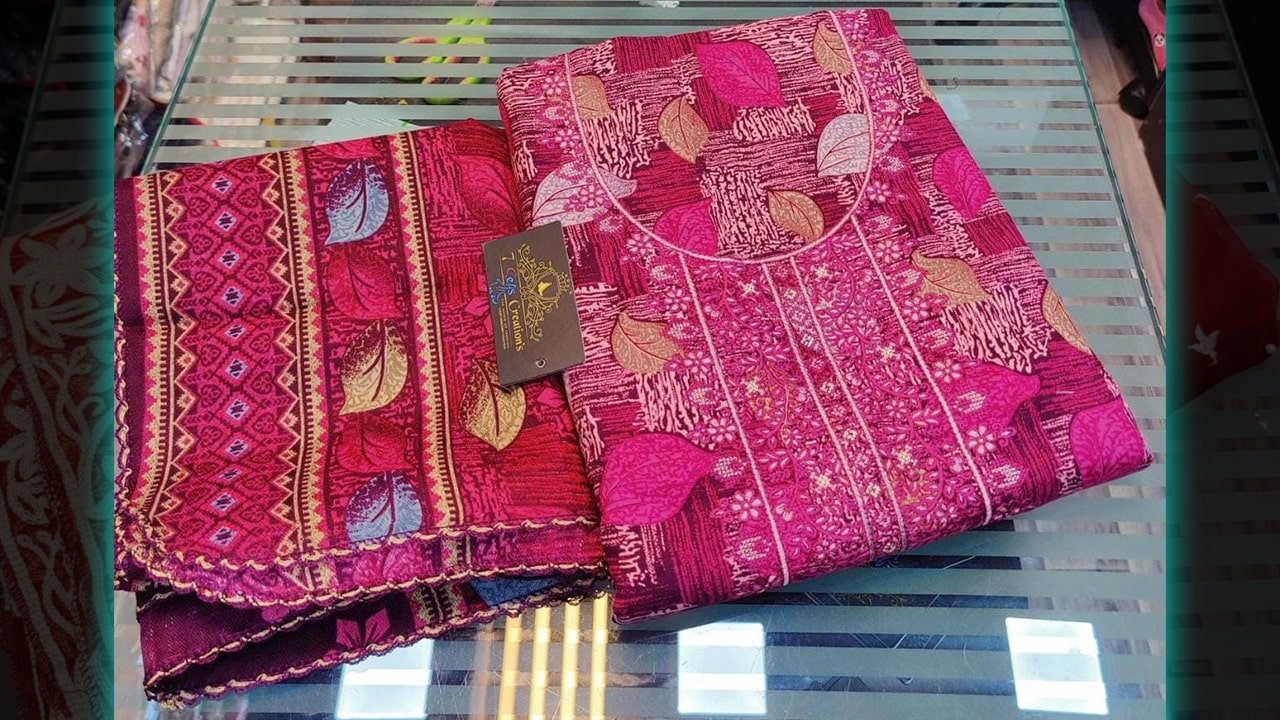 7 Seas Latest Suits | Pashmina Beautiful Embroidery Work On Neck & Digital Printing