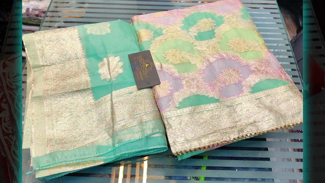 7 Seas Creations Suits | Organza With 4 Sided Heavy Border & Beautiful Weaving All Over