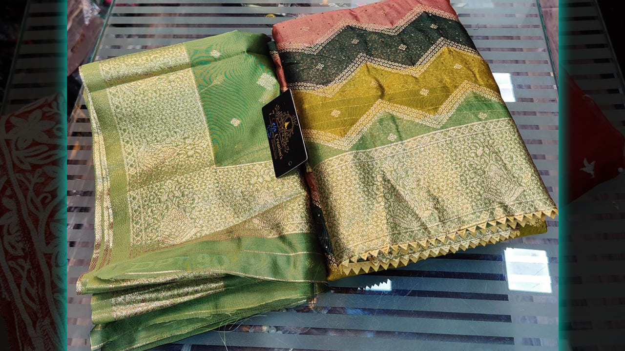 7 Seas Latest Suits | Organza With 4 Sided Heavy Border & Beautiful Weaving All Over
