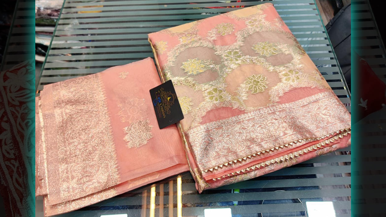 7 Seas Creations Latest Suits | Organza With 4 Sided Heavy Border & Beautiful Weaving All Over