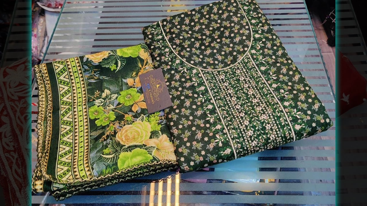 7 Seas Latest Suits | Pashmina with Beautiful Embroidery Work On Neck & Digital Printing All Over