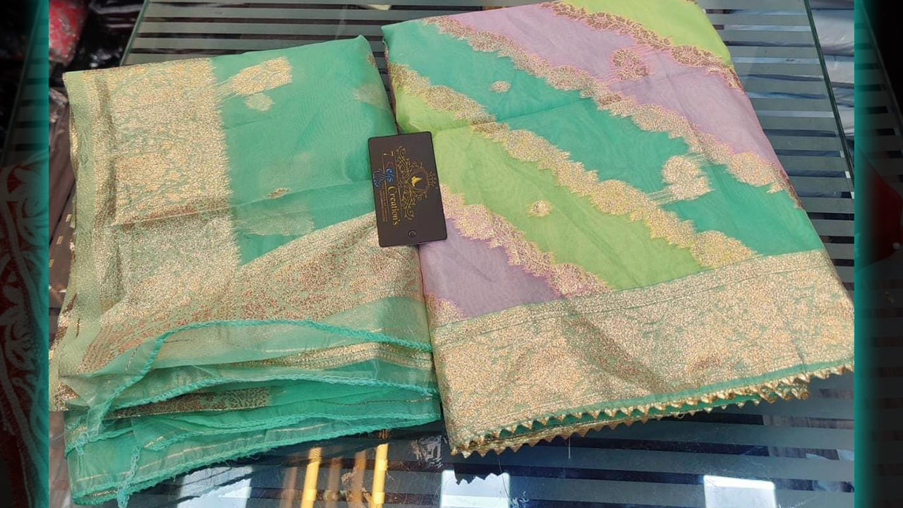 7 Seas Creation's Trending Suits | Organza With Beautiful Multi-Colored Print & Weaving All Over