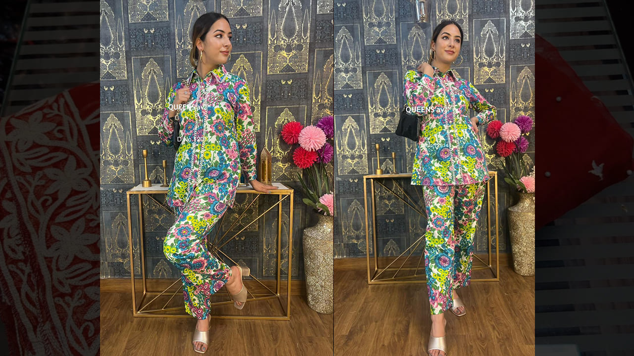 QUEENS'av Suits | Super Comfortable Coord Set | Pure Cotton Non - Transparent Floral Coord Set