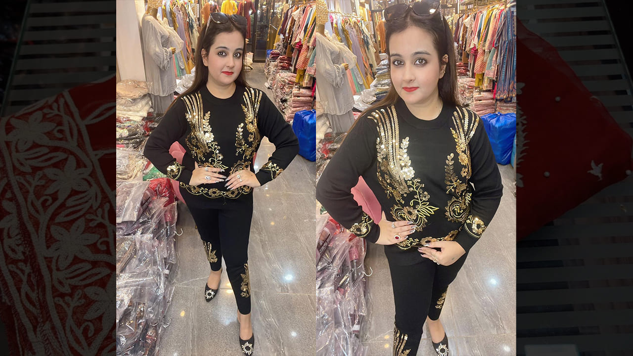 Divine Fab Latest Suits | Beautiful Imported Knitted Track Suit With Hand Work