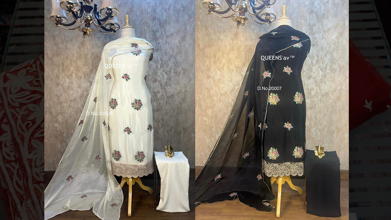 QUEENS'av Suits | Pure Chinon Shirt | Full Size | Thread Cross Stitch Embroidery | Beautifully Done