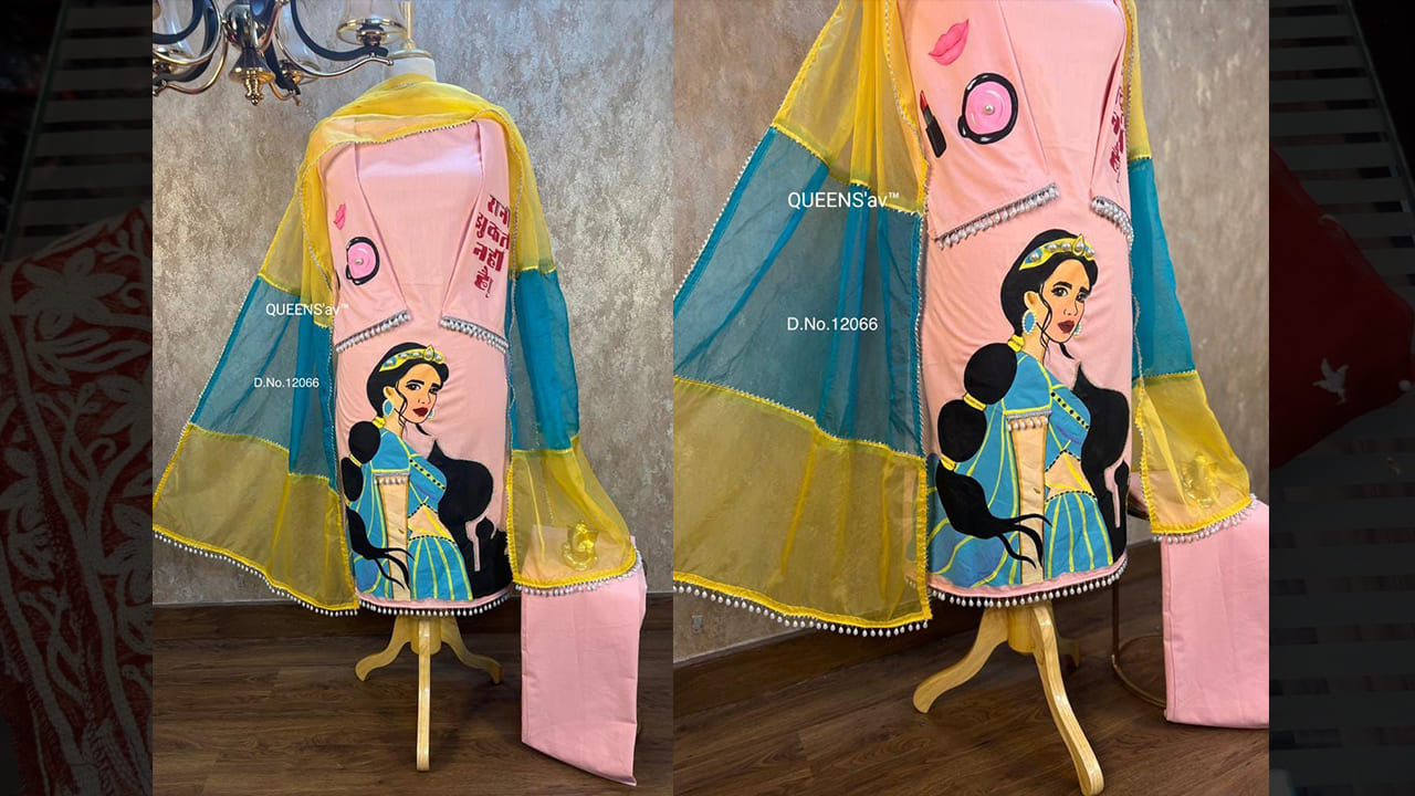 QUEENS'av Latest Top Suits | Pure Mul Cotton Shirt | Full Size | Beautifully Hand Painted | Hand Work
